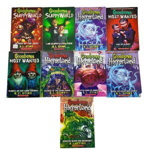 Lot of 9 Goosebumps Books R.L. Stine Slappy World Horror Land Most Wanted
